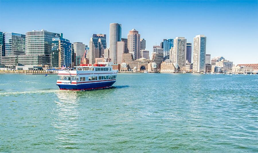 Boston: Boston Harbor Sunset Cruise - The first view: Boston from the harbor