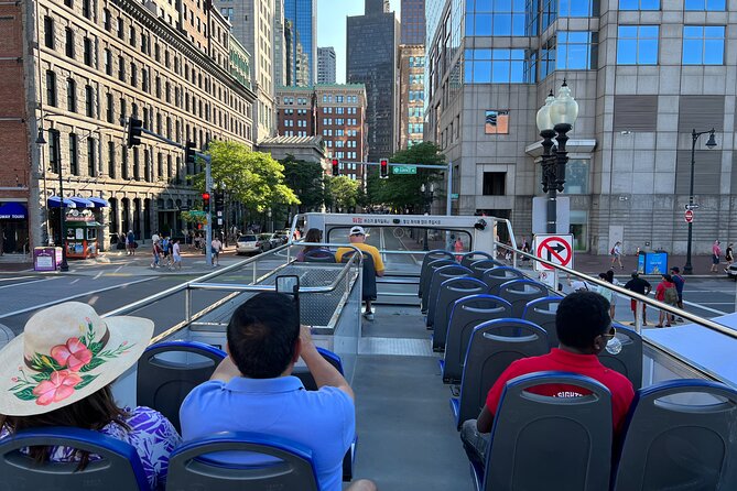Boston Sightseeing Single Ride Pass With Double Decker Tour Bus - The State House and the financial district